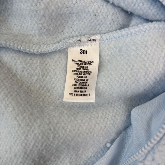 Carter's Baby Boy Bear Pram 3 Month Blue Fuzzy Hooded Comfy Fleece Outdoor Warm - Picture 10 of 11